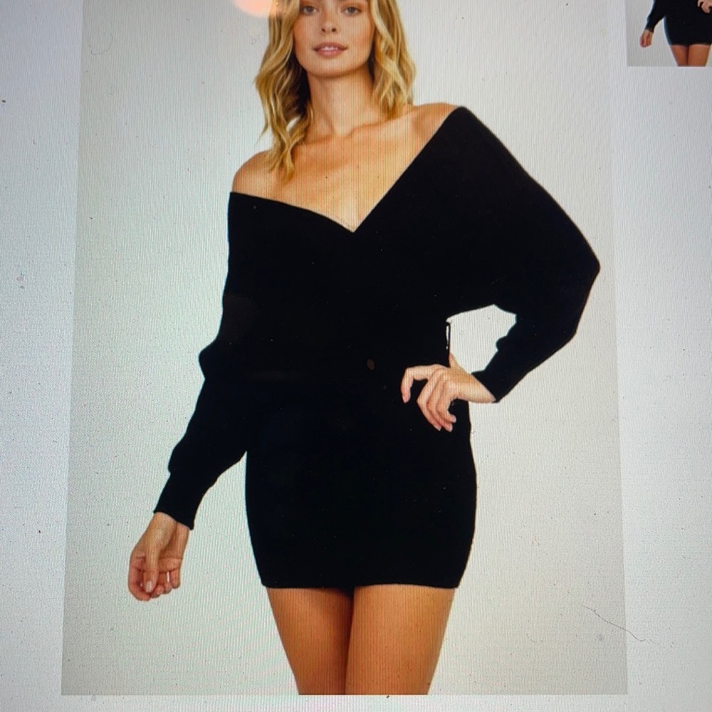 Off-shoulder Sweater Dress